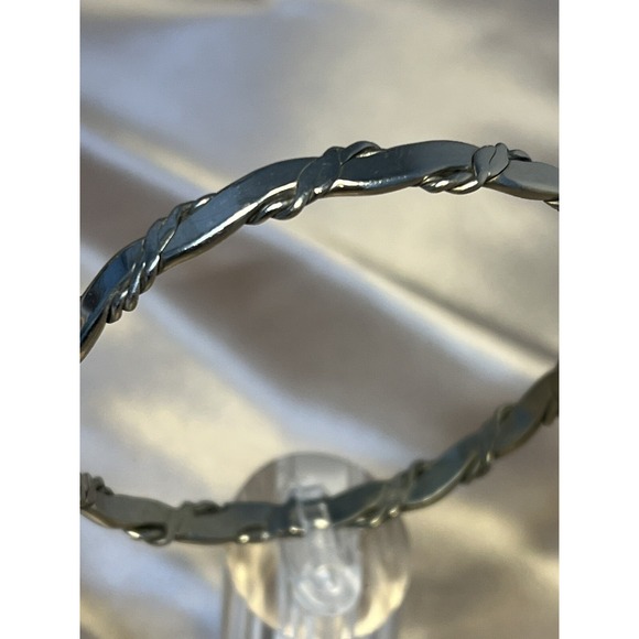 Vintage Taxco Sterling Silver 925 Rope Detail Bangle Bracelet Minimalist Design - Picture 10 of 13